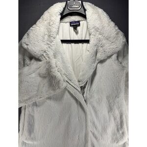 Patagonia Sherpa High Pile Fleece Jacket Women's M White Shawl Collar Teddy Bear